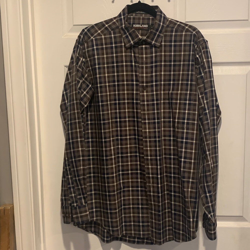 Kirkland Signature Men's Plaid Shirt - Blue and Black